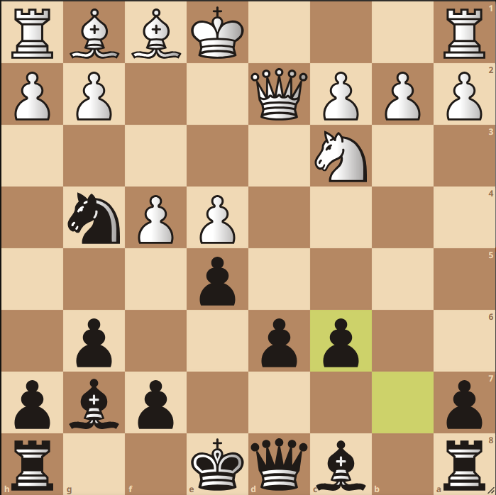 Schaakstelling, FEN r1bqk2r/p4pbp/2pp2p1/4p3/4PPn1/2N5/PPPQ2PP/R3KBBR w KQkq - 0 11